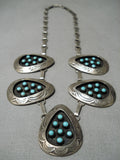 Quality Snake Eyes Turquoise Vintage Native American Navajo Sterling Silver Shadow Necklace Old-Nativo Arts