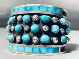 One Of The Best Vintage Native American Zuni Museum Quality Turquoise Sterling Silver Bracelet-Nativo Arts