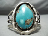 Rare Sterling Slag Vintage Native American Navajo Morenci Turquoise Silver Bracelet Old-Nativo Arts