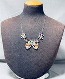 Native American Extreme Intricacy Vintage Zuni Turquoise Butterfly Sterling Silver Necklace-Nativo Arts