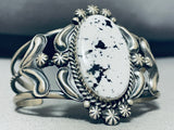 Best Jeff James Native American Navajo White Buffalo Turquoise Sterling Silver Bracelet-Nativo Arts
