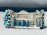 Fascinating Vintage Native American Navajo Turquoise Sterling Silver Link Bracelet-Nativo Arts