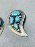 Native American Angel Wings Of Turquoise Vintage Navajo Sterling Silver Earrings-Nativo Arts