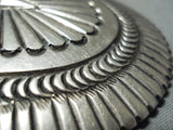 Extreme Detail Vintage Native American Navajo Henry Morgan Sterling Silver Buckle-Nativo Arts