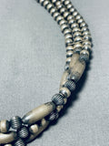 Very Unique Tight Vintage Native American Navajo Sterling Silver Bead Choker Necklace Old-Nativo Arts
