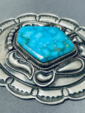 Kirk Smith Very Important Vintage Native American Navajo Turquoise Sterling Silver Pin-Nativo Arts