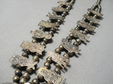 Intricate!! Vintage Native American Navajo Kachina Sterling Silver Squash Blossom Necklace Old-Nativo Arts