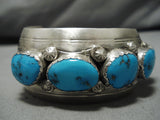 Magnificent Vintage Native American Navajo Large Turquoise Sterling Silver Convex Bracelet-Nativo Arts