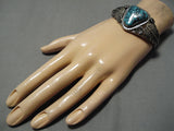 Very Rare!! Vintage Native American Navajo Lone Mountain Turquoise Sterling Silver Bracelet Old-Nativo Arts