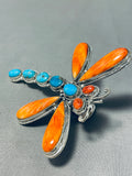 The Best Native American Navajo Turquoise Sterling Silver Shell Dragonfly Ring-Nativo Arts