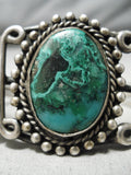 One Of The Best Early Vintage Native American Navajo Chrysocolla Sterling Silver Bracelet-Nativo Arts