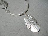 Amazing Detailed Navajo Feather Sterling Silver Native American Necklace-Nativo Arts