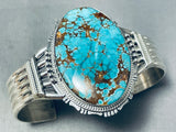 Intense Spiderweb Native American Navajo Turquoise Sterling Silver Bracelet Cuff-Nativo Arts