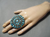 Impressive Vintage Navajo Turquoise Cluster Sterling Silver Bracelet Native American-Nativo Arts