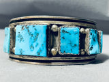 Opulent Vintage Native American Navajo Squared Turquoise Sterling Silver Bracelet-Nativo Arts