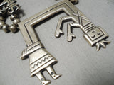 Detailed Vintage Native American Navajo Yei Sterling Silver Squash Blossom Necklace Old-Nativo Arts