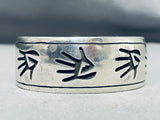 Fabulous Open Hand Vintage Native American Navajo Sterling Silver Bracelet-Nativo Arts