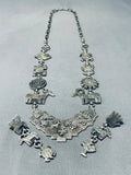 One Of The Most Detailed Vintage Native American Navajo Petroglyph Sterling Silver Necklace-Nativo Arts