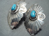 Marvelous Vintage Native American Navajo Turquoise Sterling Silver Earrings-Nativo Arts