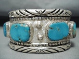 Thicker Vintage Native American Navajo Turquoise Sterling Silver Heavy Bracelet-Nativo Arts