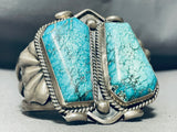 One Of The Most Chunky Vintage Native American Navajo Double Turquoise Sterling Silver Bracelet-Nativo Arts