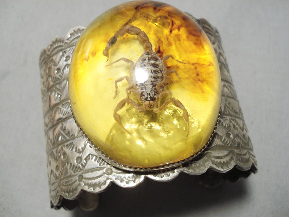 Big Scorpion Native American Amber Sterling Silver Scorpion Bracelet-Nativo Arts