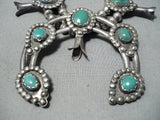 Women's Vintage Native American Navajo Green Turquoise Sterling Silver Squash Blossom Necklace-Nativo Arts