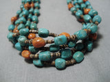 Asoutnding Vintage Native American Navajo Turquoise Sterling Silver Heishi Necklace-Nativo Arts