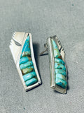 Important Charles Loloma Apprentice Vintage Native American Navajo Turquoise Sterling Earrings-Nativo Arts