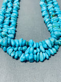 Hand Tooled Tubule Sterling Silver Vintage Native American Navajo Turquoise Necklace-Nativo Arts