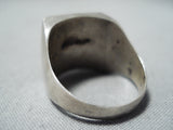 Striking Vintage Native American Navajo Mother Of Pearl Inlay Sterling Silver Ring-Nativo Arts