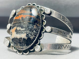 Natural Scenery Lake And Mountain Vintage Native American Navajo Petrified Wood Bracelet-Nativo Arts