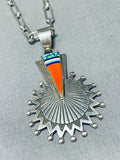 Important Vintage Native American Navajo Richard Begay Spur Sterling Silver Inlay Necklace-Nativo Arts