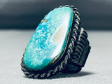 Very Rare Carico Lake Turquoise Vintage Native American Navajo Sterling Silver Ring Old-Nativo Arts