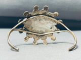 Rare Vintage Native American Zuni Inlay Jet Mother Of Pearl Sunface Sterling Silver Bracelet-Nativo Arts