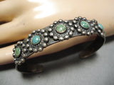 Early 1900's Vintage Native American Navajo Cerrillos Turquoise Sterling Silver Bracelet Old-Nativo Arts