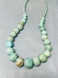 191 Grams Very Rare Bulbous Green Turquoise Sterling Silver Necklace-Nativo Arts