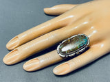 Grand Vintage Signed Native American Navajo Pilot Mountain Sterling Silver Ring-Nativo Arts