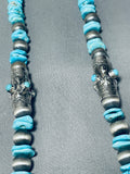 Drums Of Ceremony Native American Navajo Turquoise Sterling Silver Necklace-Nativo Arts