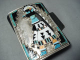 One Of The Best Ever Vintage Native American Zuni Turquoise Inlay Sterling Silver Ketoh Bracelet-Nativo Arts