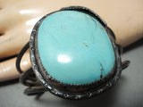 Bold Huge Vintage Native American Navajo Light Blue Turquoise Sterling Silver Bracelet-Nativo Arts