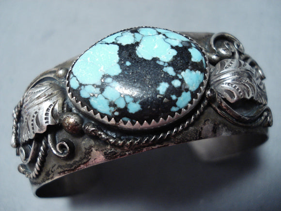 Very Rare Vintage Native American Navajo Blue Diamond Turquoise Sterling Silver Bracelet-Nativo Arts