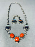 One Of Most Unique Vintage Native American Navajo New Lander Turquoise Sterling Silver Necklace-Nativo Arts