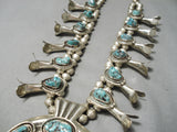 Opulent Vintage Native American Navajo Turquoise Sterling Silver Squash Blossom Necklace-Nativo Arts