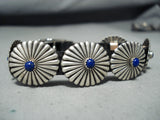 Unique Vintage Native American Navajo Lapis Sterling Silver Concho Bracelet-Nativo Arts