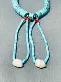 Fabulous Vintage Santo Domingo Turquoise Coral Shell Sterling Silver Necklace-Nativo Arts