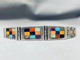 Double Technique Vintage Native American Navajo Turquoise Sterling Silver Link Bracelet-Nativo Arts