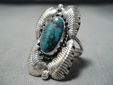 Quadruple Leaf Vintage Native American Navajo Basalt Turquoise Sterling Silver Ring Old-Nativo Arts