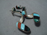 Dramatic Vintage Navajo Sterling Silver Native American Earrings Old-Nativo Arts
