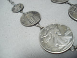 Unbelievable Navajo Sterling Silver Old Coin Necklace Native American-Nativo Arts